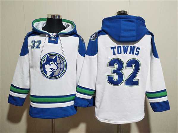 Men's Minnesota Timberwolves #32 Karl-Anthony Towns White Lace-Up Pullover Hoodie,We sell and wholesale Men's Minnesota Timberwolves #32 Karl-Anthony Towns White Lace-Up Pullover Hoodie on line form chian!